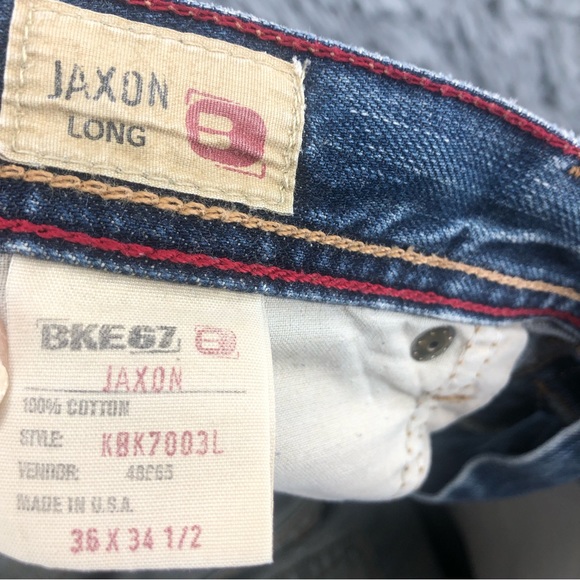 BKE Buckle Jeans Mens Size 36 Jaxon Blue Straight Leg Long Buttonfly - Picture 6 of 13